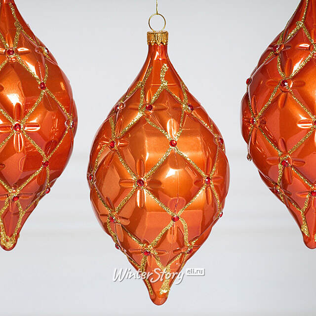 Елочные игрушки Сосульки Sarentino - Мандариновый Рай 15 см, 3 шт, пластик Winter Deco