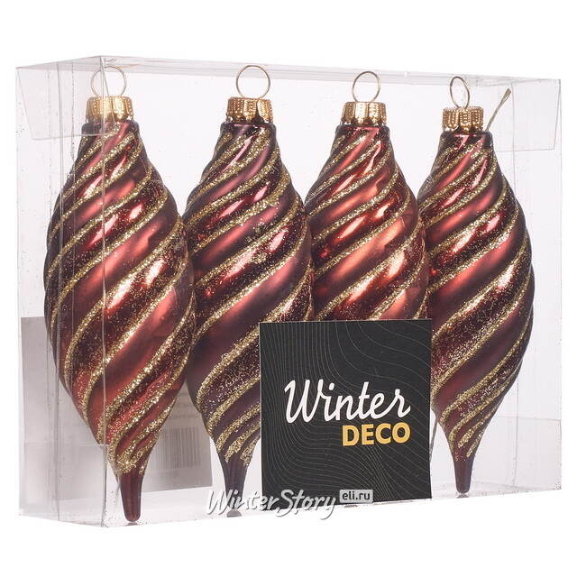 Елочные игрушки Сосульки - Minerbio 12 см, 4 шт, пластик Winter Deco