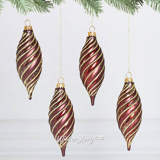 Елочные игрушки Сосульки - Minerbio 12 см, 4 шт, пластик Winter Deco