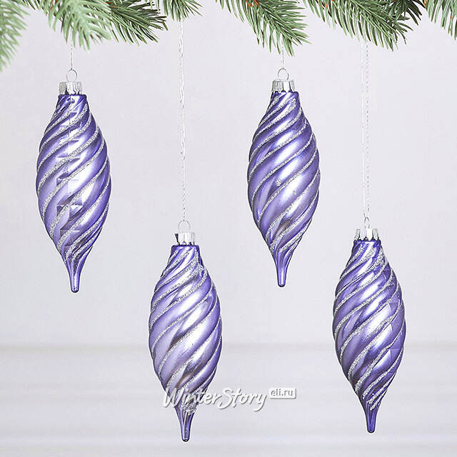 Елочные игрушки Сосульки - Diamante 12 см, 4 шт, пластик Winter Deco