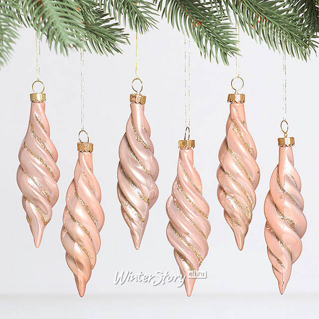 Елочные игрушки Сосульки - Feroleto Antico 11 см розовый, 6 шт, пластик Winter Deco