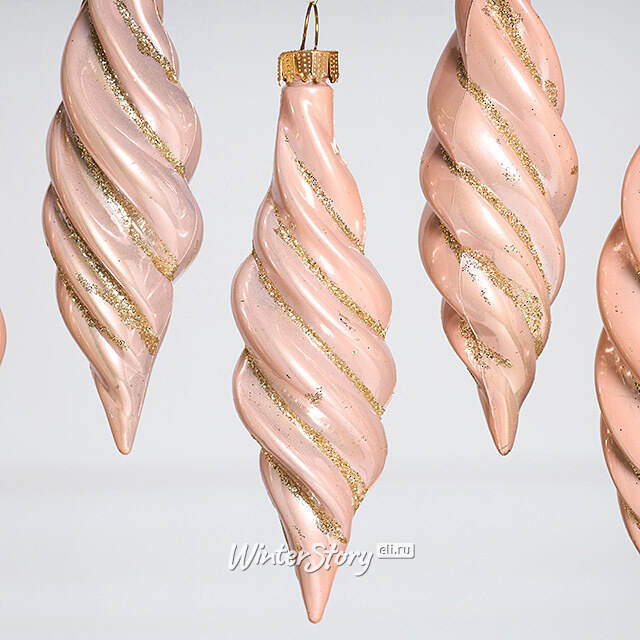 Елочные игрушки Сосульки - Feroleto Antico 11 см розовый, 6 шт, пластик Winter Deco