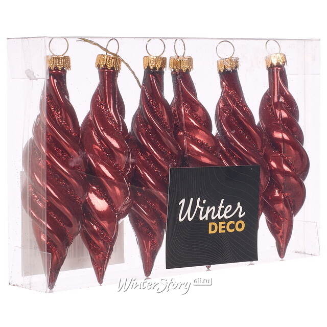 Елочные игрушки Сосульки - Feroleto Antico 11 см бордовый, 6 шт, пластик Winter Deco