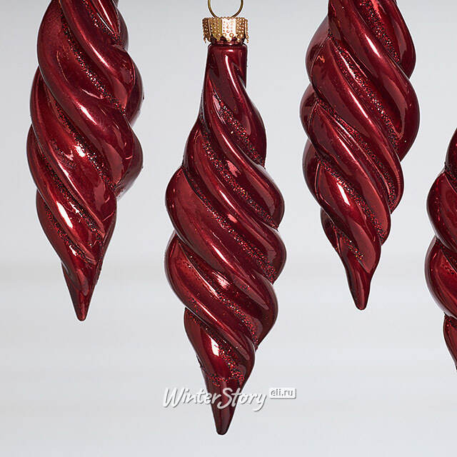 Елочные игрушки Сосульки - Feroleto Antico 11 см бордовый, 6 шт, пластик Winter Deco