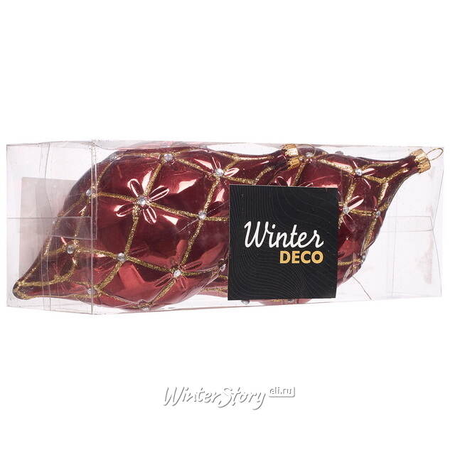 Елочные игрушки Сосульки - Terento 15 см бордовый, 2 шт, пластик Winter Deco