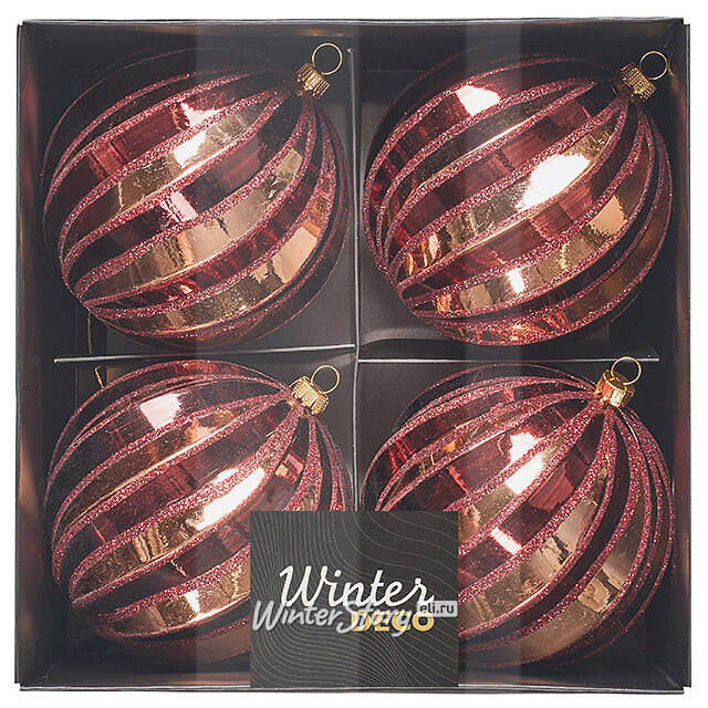 Елочные шары Sulmona - Avola 10 см, 4 шт, пластик Winter Deco