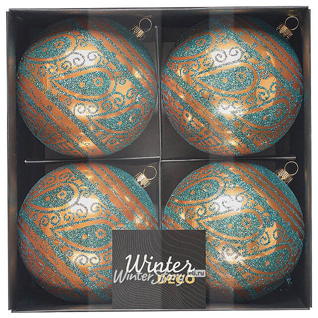 Елочные шары Faleron - Galatone 10 см, 4 шт, пластик Winter Deco