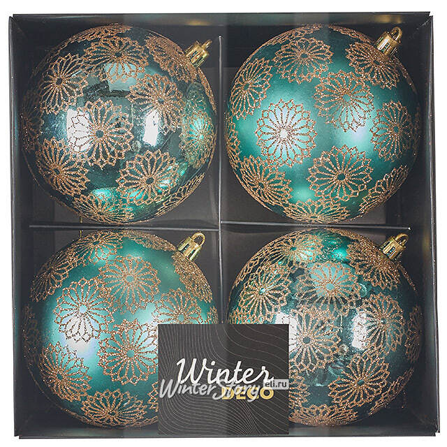 Елочные шары Барга - Венециано 10 см, 4 шт, пластик Winter Deco