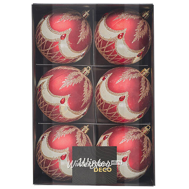 Елочные шары Dronero - Caluso 8 см, 6 шт, пластик Winter Deco