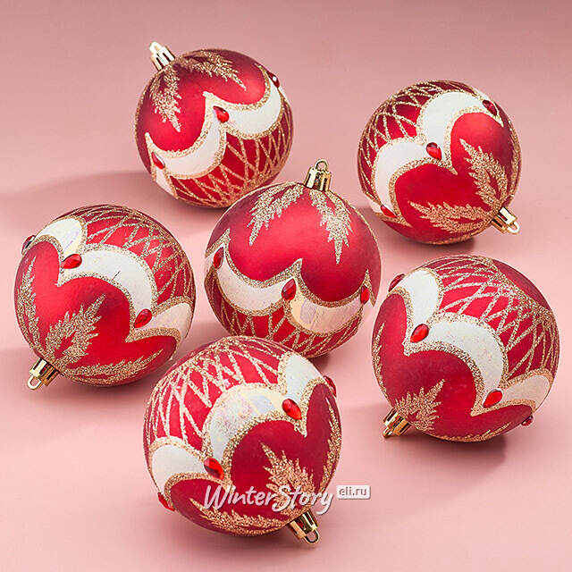 Елочные шары Dronero - Caluso 8 см, 6 шт, пластик Winter Deco