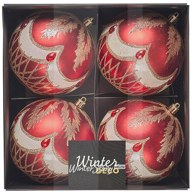 Елочные шары Dronero - Caluso 10 см, 4 шт, пластик Winter Deco