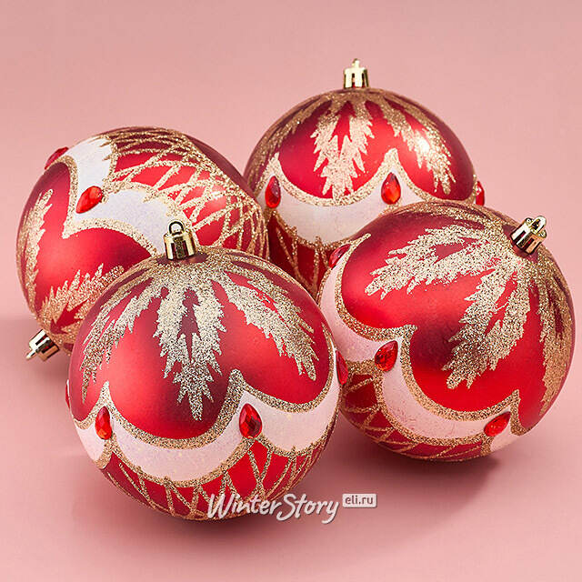 Елочные шары Dronero - Caluso 10 см, 4 шт, пластик Winter Deco