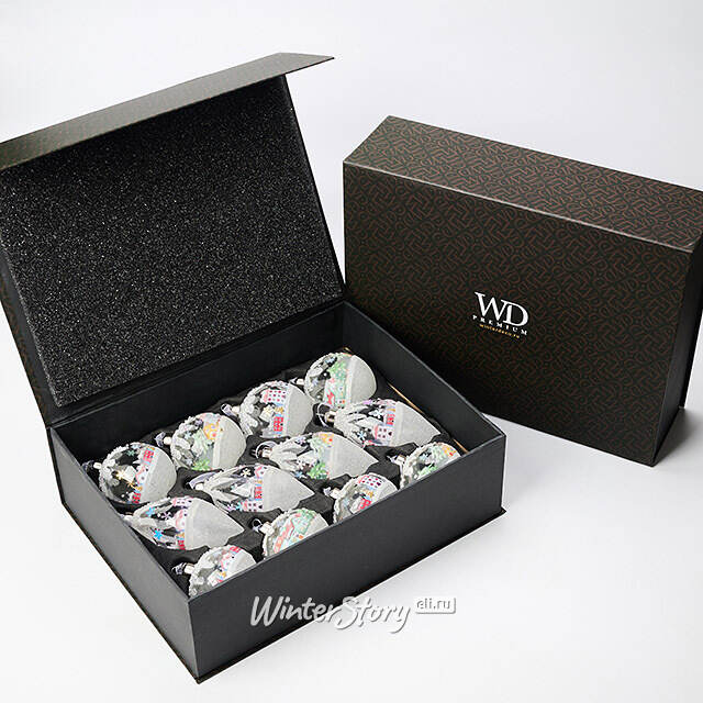 Елочные шары Citta Invernale 8-12 см, 12 шт, подарочная коробка, стекло Winter Deco