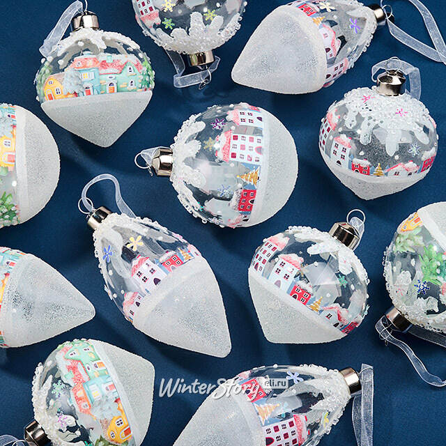 Елочные шары Citta Invernale 8-12 см, 12 шт, подарочная коробка, стекло Winter Deco