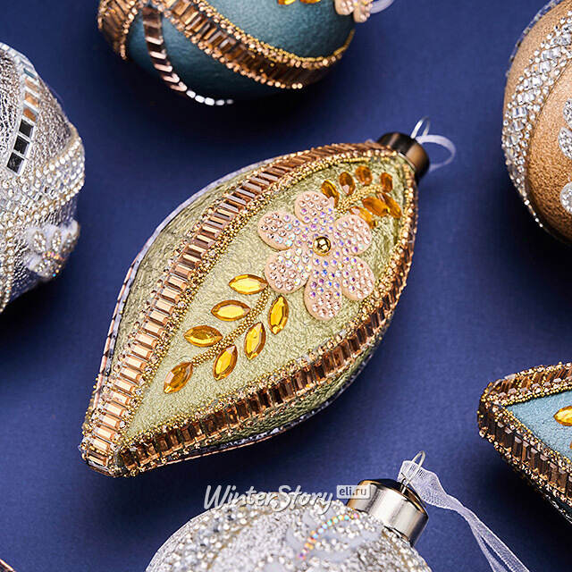 Елочные шары Ricchezza Di Fiori 8-12 см, 12 шт, подарочная коробка, стекло Winter Deco