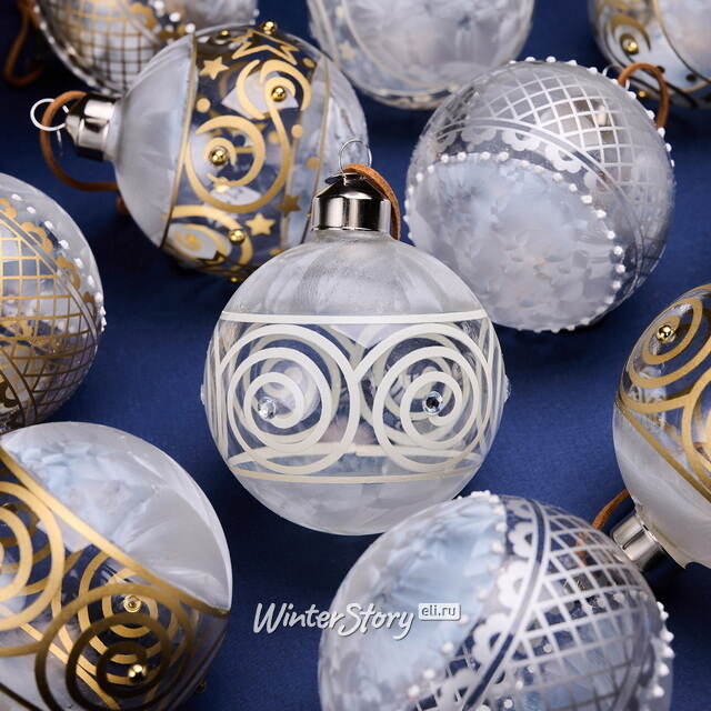 Елочные шары Canzone Di Pizzo 8 см, 12 шт, подарочная коробка, стекло Winter Deco