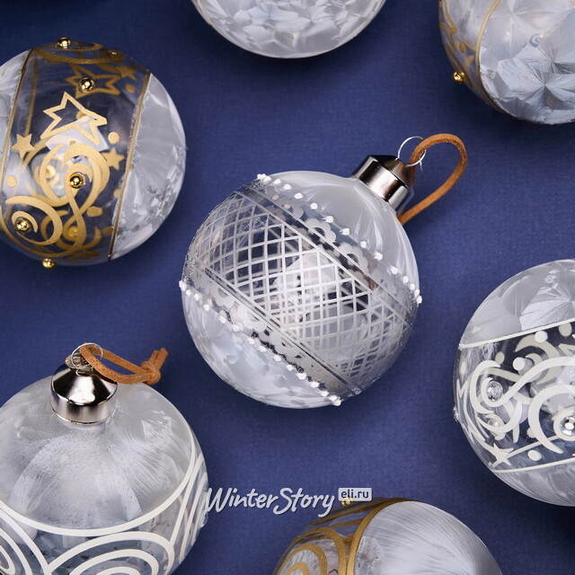 Елочные шары Canzone Di Pizzo 8 см, 12 шт, подарочная коробка, стекло Winter Deco