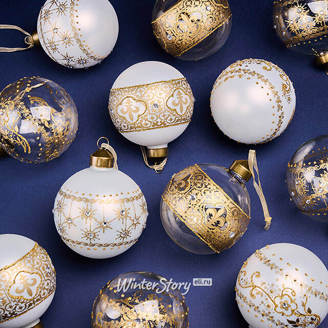 Елочные шары Solare India 8 см, 12 шт, стекло Winter Deco