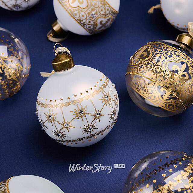 Елочные шары Solare India 8 см, 12 шт, стекло Winter Deco