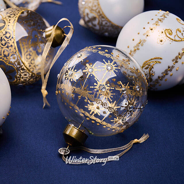 Елочные шары Solare India 8 см, 12 шт, стекло Winter Deco