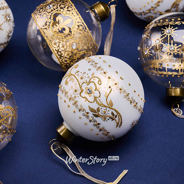 Елочные шары Solare India 8 см, 12 шт, стекло Winter Deco