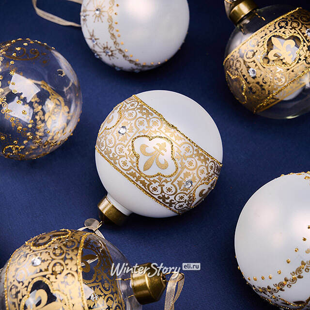 Елочные шары Solare India 8 см, 12 шт, стекло Winter Deco