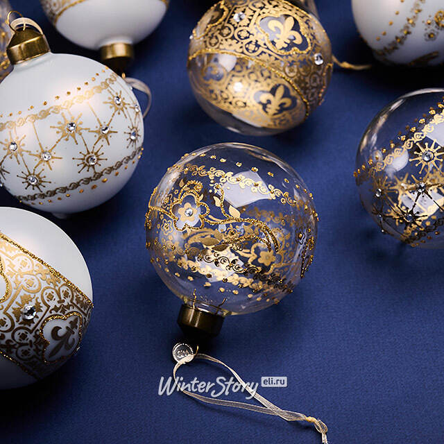 Елочные шары Solare India 8 см, 12 шт, стекло Winter Deco