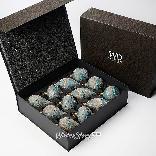 Елочные шары Tesori Antichi 8-12 см, 12 шт, подарочная коробка, стекло Winter Deco