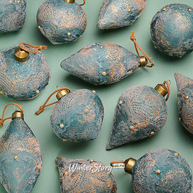 Елочные шары Tesori Antichi 8-12 см, 12 шт, подарочная коробка, стекло Winter Deco