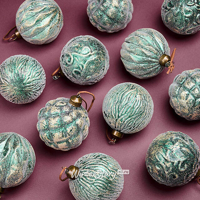 Елочные шары Oro Verde Reale 8 см, 12 шт, подарочная коробка, стекло Winter Deco