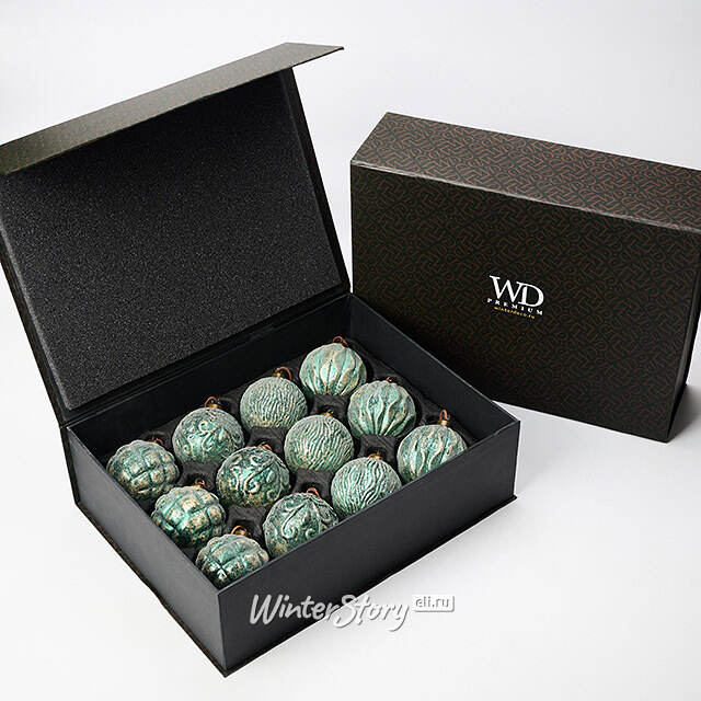 Елочные шары Oro Verde Reale 8 см, 12 шт, подарочная коробка, стекло Winter Deco