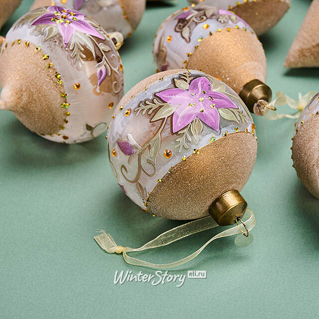 Елочные шары Giglio Congelato 8-12 см, 12 шт, подарочная коробка, стекло Winter Deco