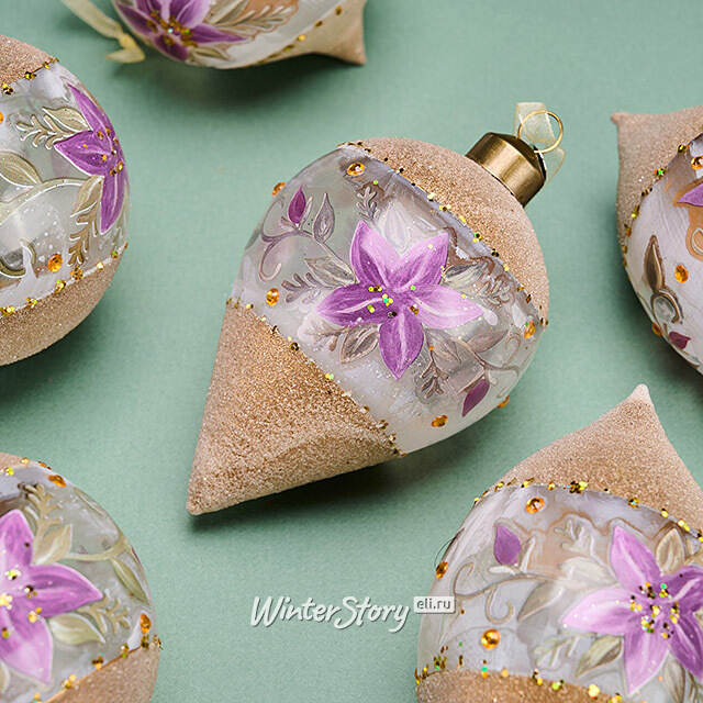 Елочные шары Giglio Congelato 8-12 см, 12 шт, подарочная коробка, стекло Winter Deco