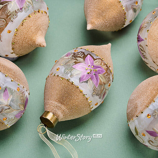 Елочные шары Giglio Congelato 8-12 см, 12 шт, подарочная коробка, стекло Winter Deco