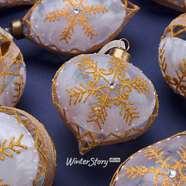 Елочные шары Tormenta Dorato 8-12 см, 12 шт, подарочная коробка, стекло Winter Deco