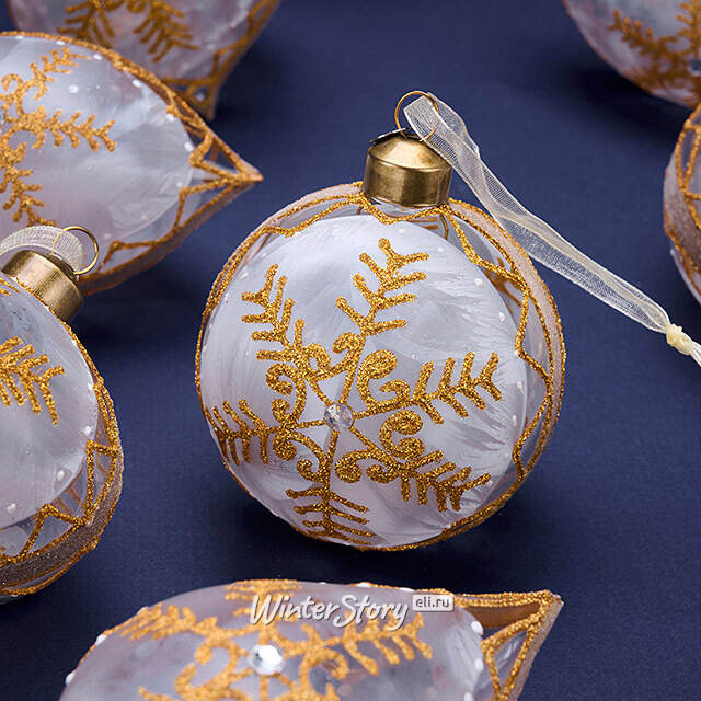 Елочные шары Tormenta Dorato 8-12 см, 12 шт, подарочная коробка, стекло Winter Deco