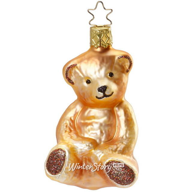 Стеклянная елочная игрушка Мишка Барни 9 см Inge Glas (Инге Глас)