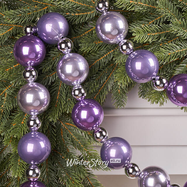 Бусы на елку Wellington - Luna Viola 3-6 см, 210 см, пластиковые Winter Deco