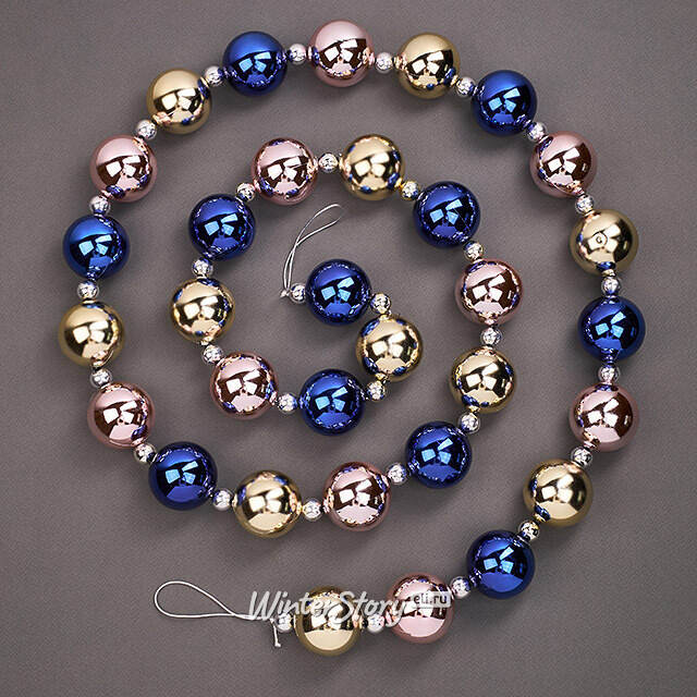 Бусы на елку Wellington - Notte Fiorita 2-5 см, 220 см, пластиковые Winter Deco