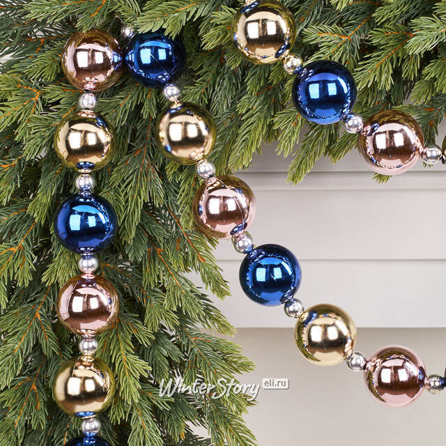 Бусы на елку Wellington - Notte Fiorita 2-5 см, 220 см, пластиковые Winter Deco