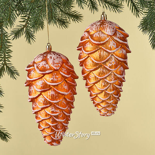 Елочная игрушка Шишка Crispina 18 см янтарно-золотая, 2 шт, пластик Winter Deco