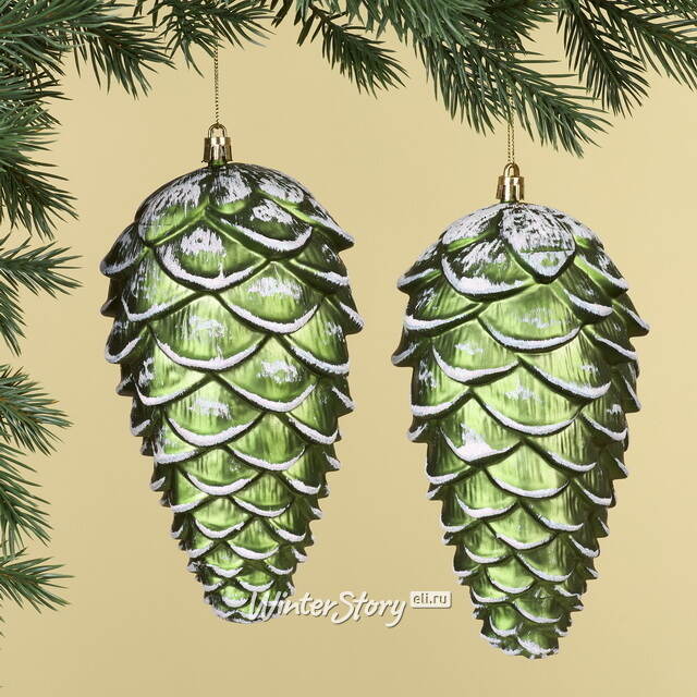 Елочная игрушка Шишка Crispina 18 см зеленая, 2 шт, пластик Winter Deco