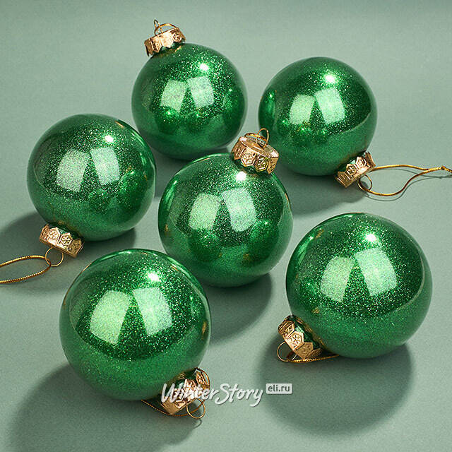 Елочные ПЭТ шары Albertine - Sea Green 8 см, 6 шт, пластик Winter Deco