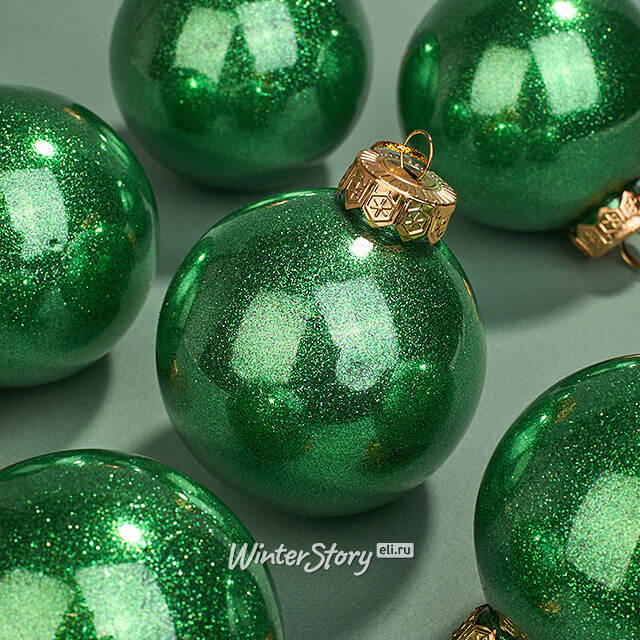 Елочные ПЭТ шары Albertine - Sea Green 8 см, 6 шт, пластик Winter Deco