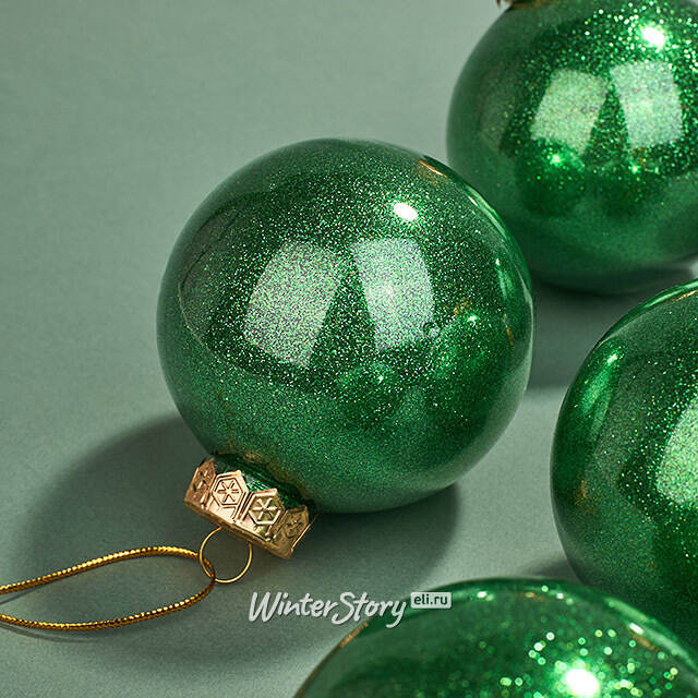 Елочные ПЭТ шары Albertine - Sea Green 8 см, 6 шт, пластик Winter Deco