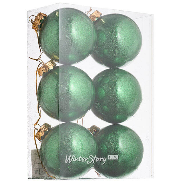 Елочные ПЭТ шары Albertine - Sea Green 8 см, 6 шт, пластик Winter Deco