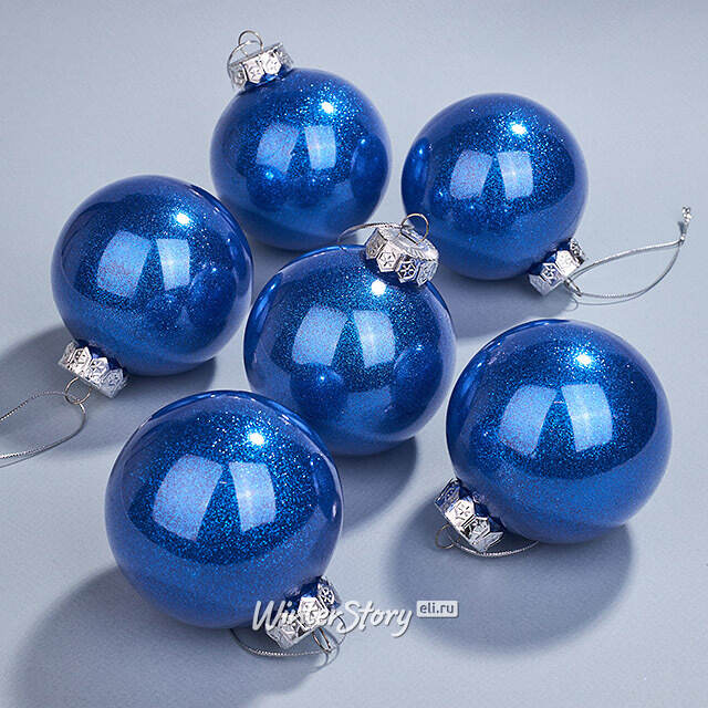 Елочные ПЭТ шары Albertine - Starry Midnight 8 см, 6 шт, пластик Winter Deco