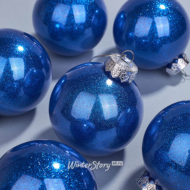 Елочные ПЭТ шары Albertine - Starry Midnight 8 см, 6 шт, пластик Winter Deco