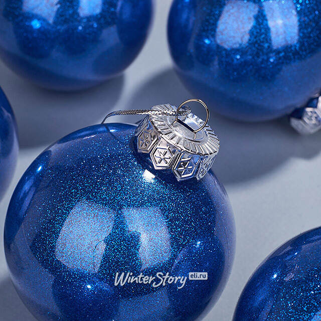 Елочные ПЭТ шары Albertine - Starry Midnight 8 см, 6 шт, пластик Winter Deco