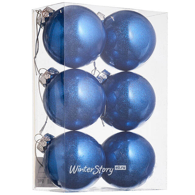 Елочные ПЭТ шары Albertine - Starry Midnight 8 см, 6 шт, пластик Winter Deco